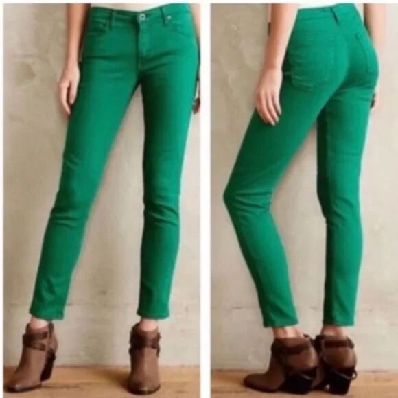 AG Adriano Goldschmied The Stevie Slim Straight Jeans in Green Corduroy Size 28 - Picture 2 of 11